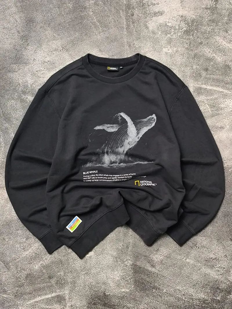 NATIONAL GEOGRAPHIC BLUE WHALE GRAPHIC CREWNECK photo 1
