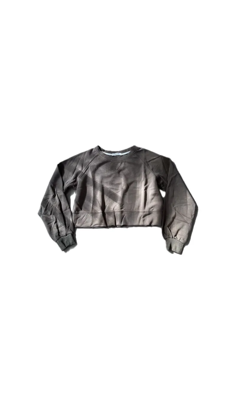 Oversized Crop Olive Sweater photo 1