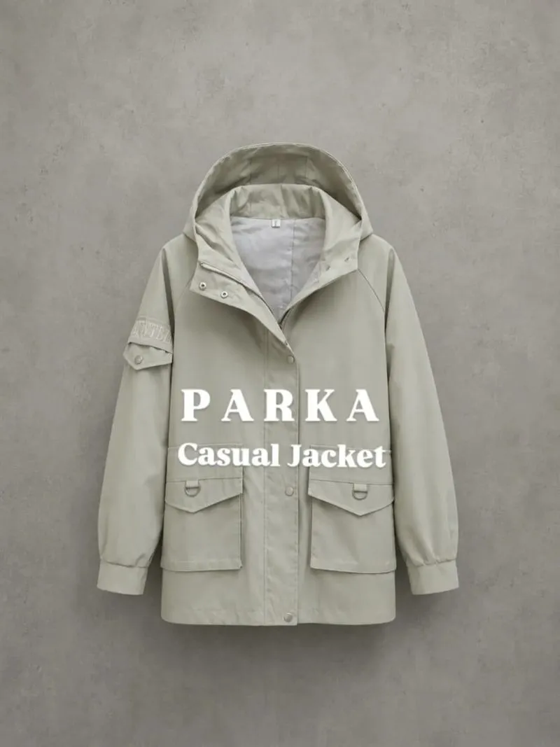 JAKET PARKA CASUAL ART BORDIR DALEMAN INER BAHAN ADEM .
 photo 1