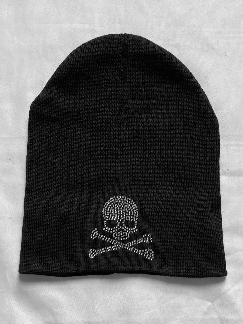beanie hat skull kupluk tengkorak goth grunge y2k emo photo 1