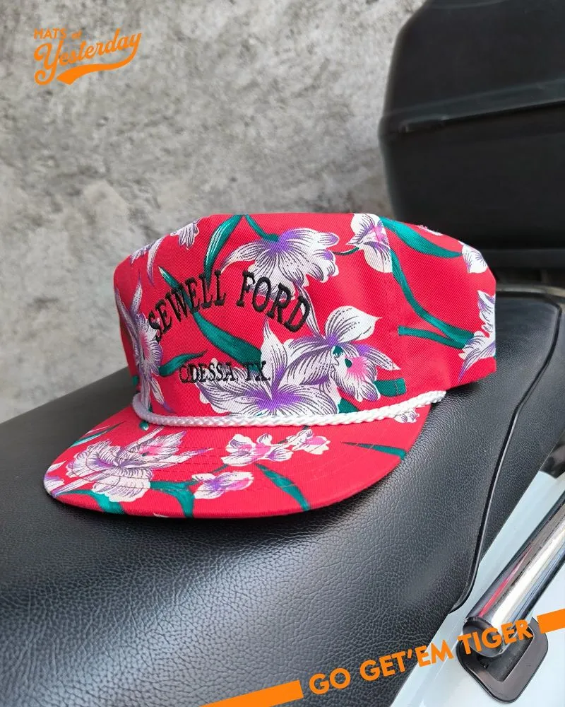 Topi Sewell Ford, Odessa Texas vintage floral ropehat  photo 1