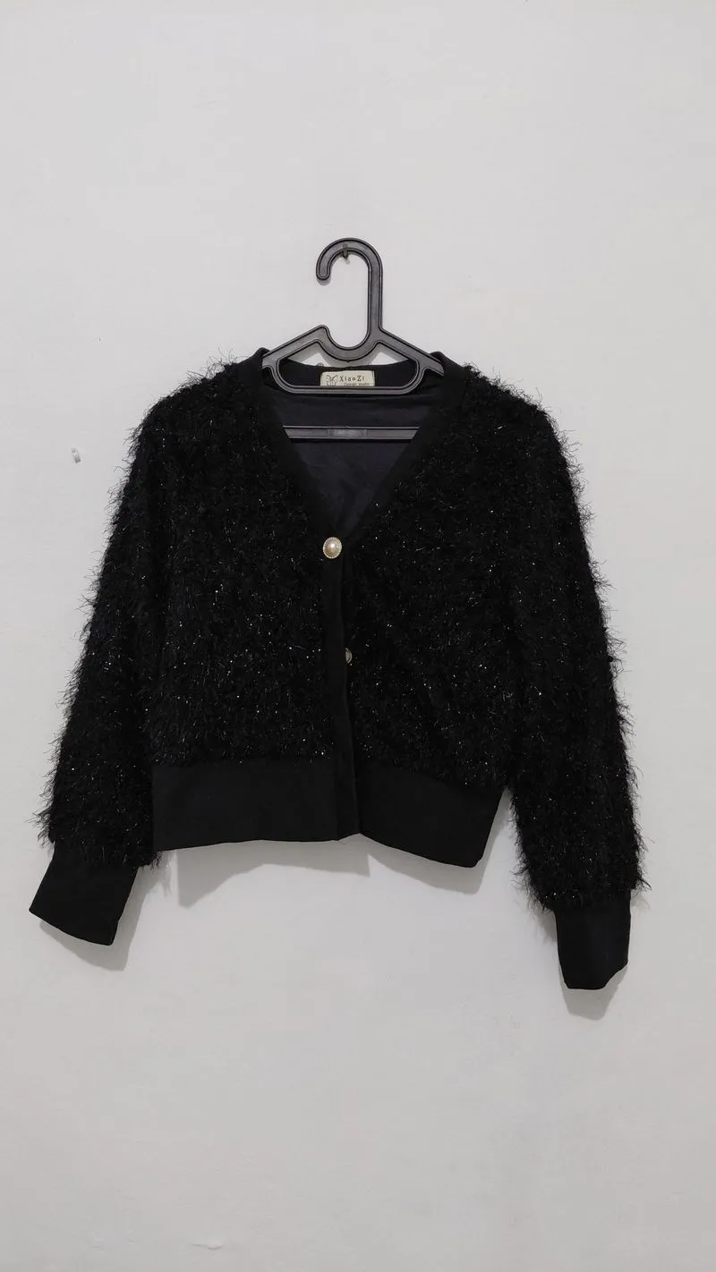 Cardigan outer berbulu (furry knit cardigan). photo 1