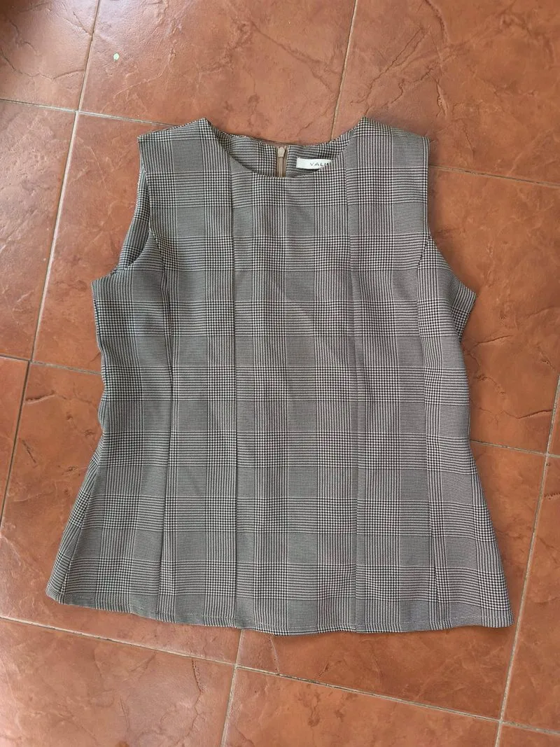 Valino sleeveless tops baju kantor wanita checkered pattern photo 1
