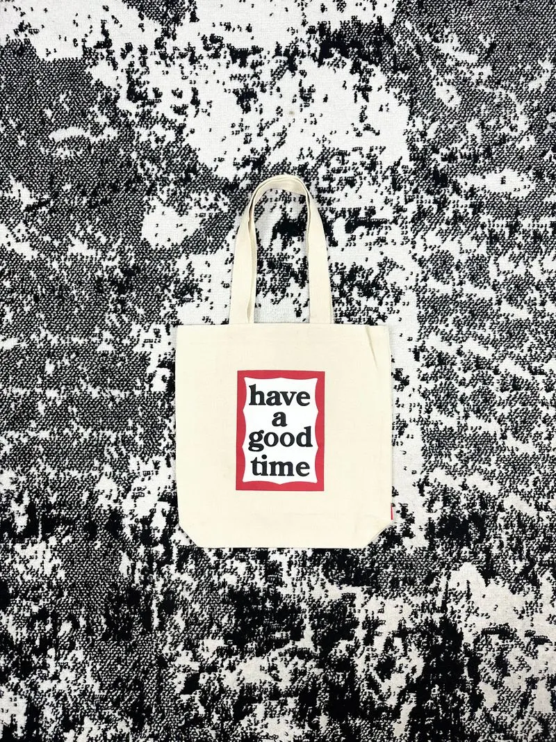 Have A Good Time Totebag Bone White Big Logo Red Frame photo 1