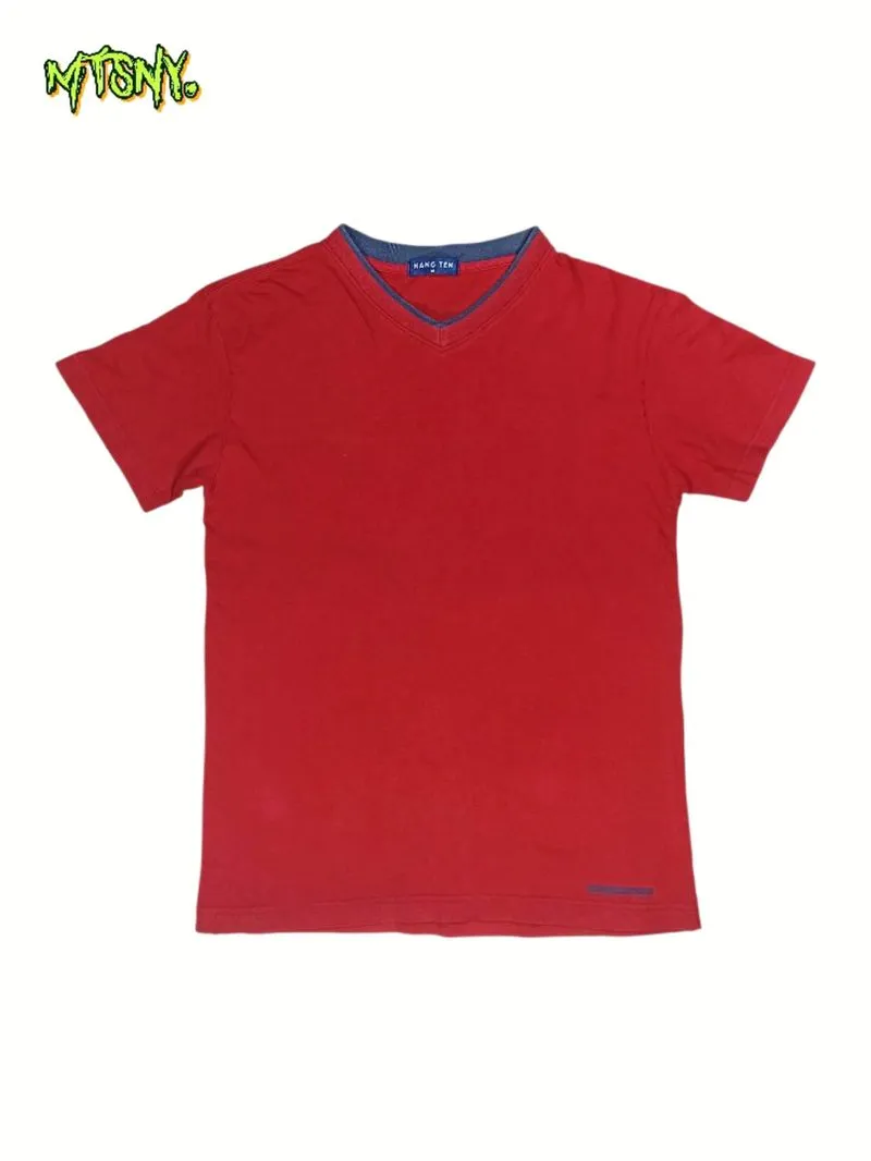 Kaos T-shirt V Neck Polos Basic HangTen Merah photo 1
