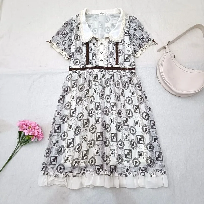 AXES FEMME colab DISNEY Dress Floral Monogram Putih Vintage photo 1