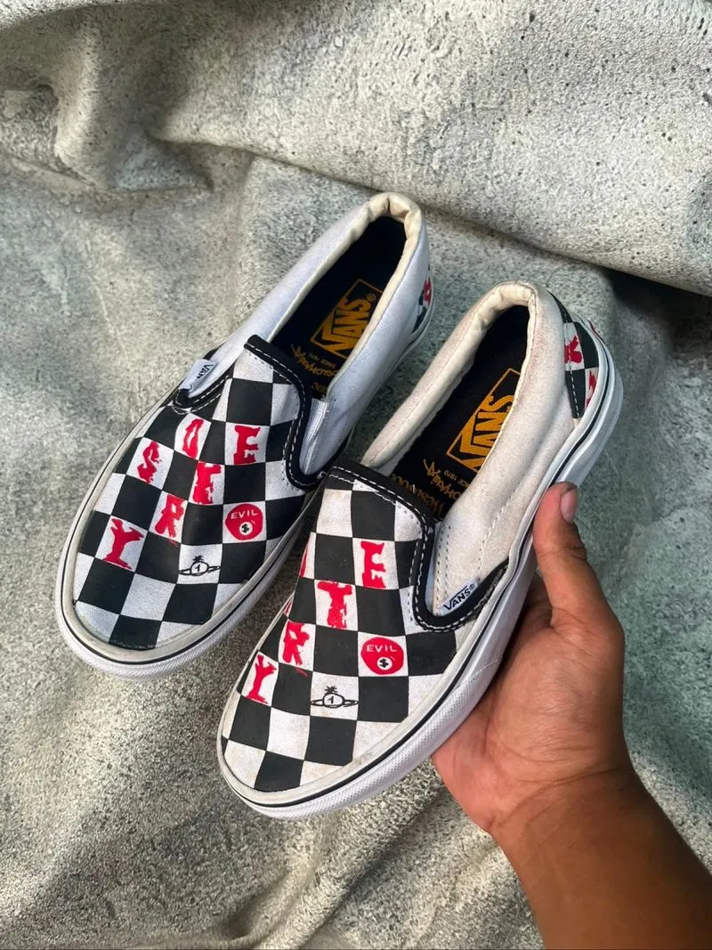VANS X VIVIENNE WESTEOOD CHECKBOARD SLIP ON ANGLOMANIA photo 1