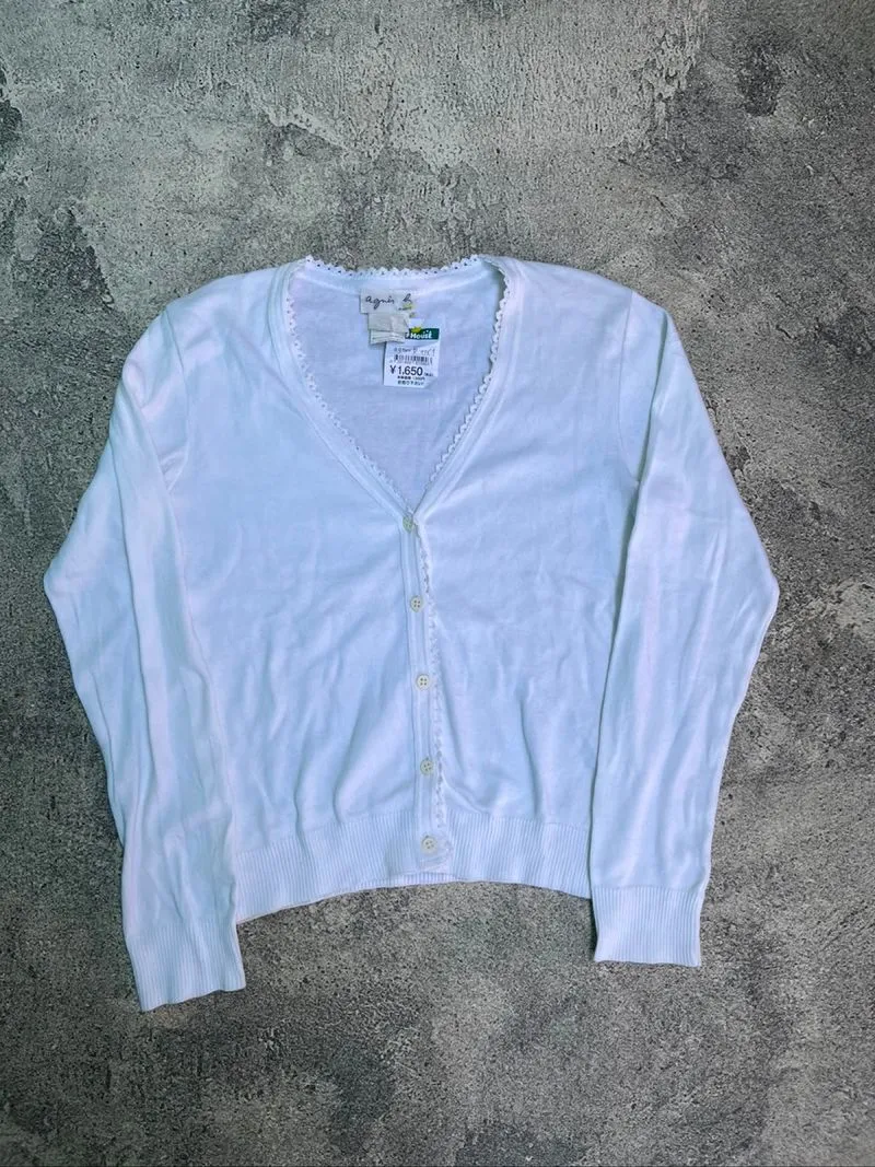 ARCHIVE VINTAGE 1990’s AGNES B PARIS CARDIGAN SCALOPPED LACE photo 1