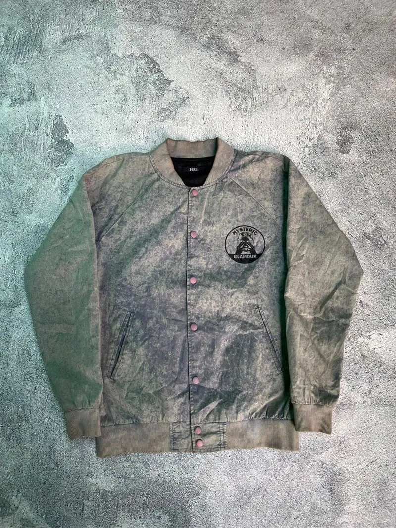 VINTAGE HYSTERIC GLAMOUR ACID WASH VARSITY JACKET photo 1
