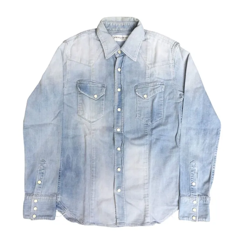 Japanese Brand Vanquish Rock Button Denim Western Shirts photo 1