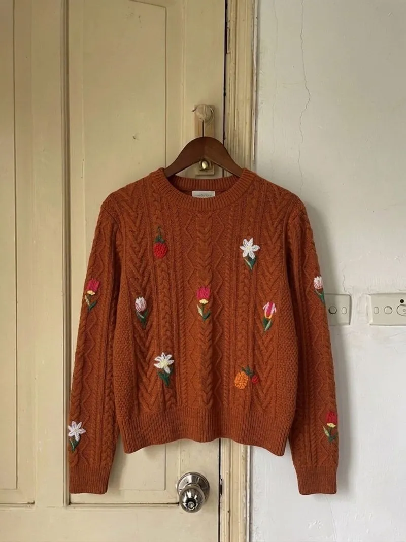 STEVE J & Yoni P| Vintage Korean Embroidery Botanic Pullover photo 1