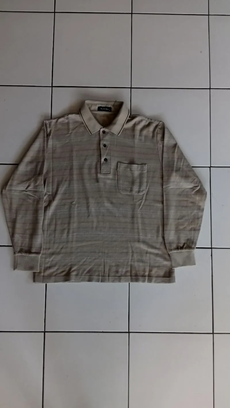 Japanese brand Minimalist Polo shirt Pria cream tan photo 1