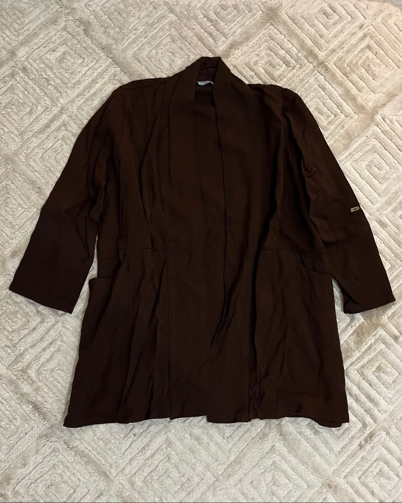 Dark Brown Basic Blazers/Draped Outerwear photo 1