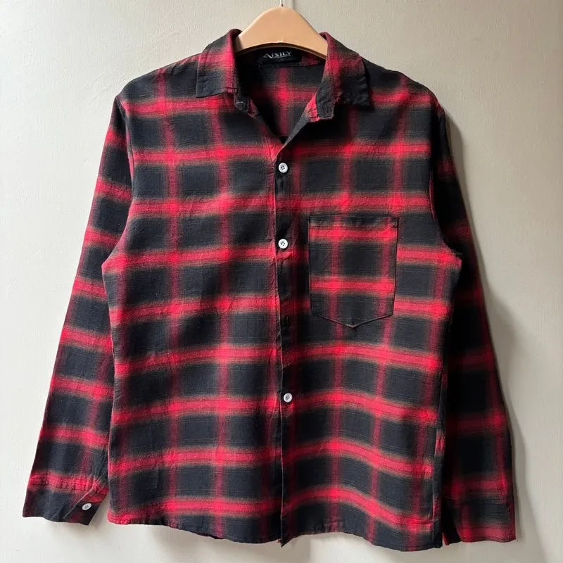 Vintage Red Black Veterano Plaid Flannel Shirts photo 1