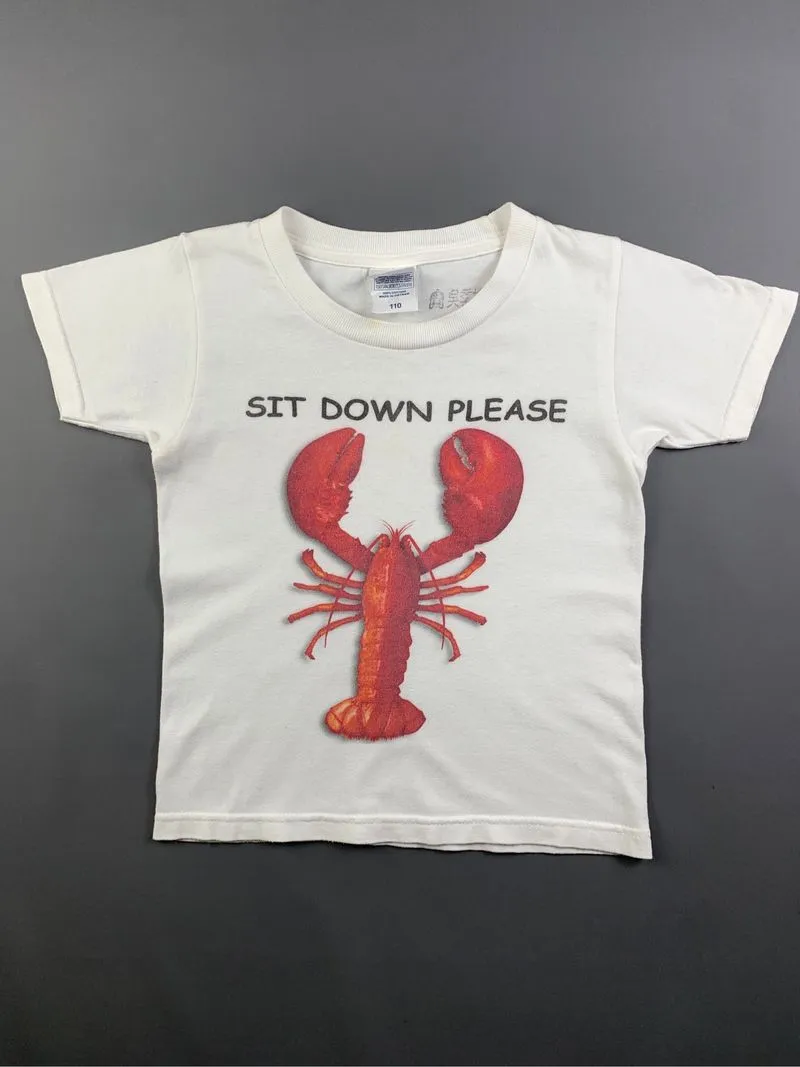 Sit Down Lobster White Funny Baby Tee (XS) photo 1