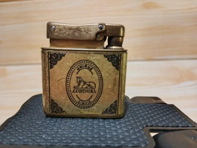 Korek Api Minyak Vintage Lubinski Unique Simple - Full Brass photo 1