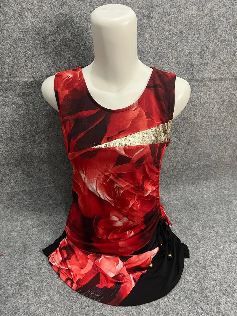 PL bodycon top - atasan Motif mawar warna red and black 1pcs photo 1