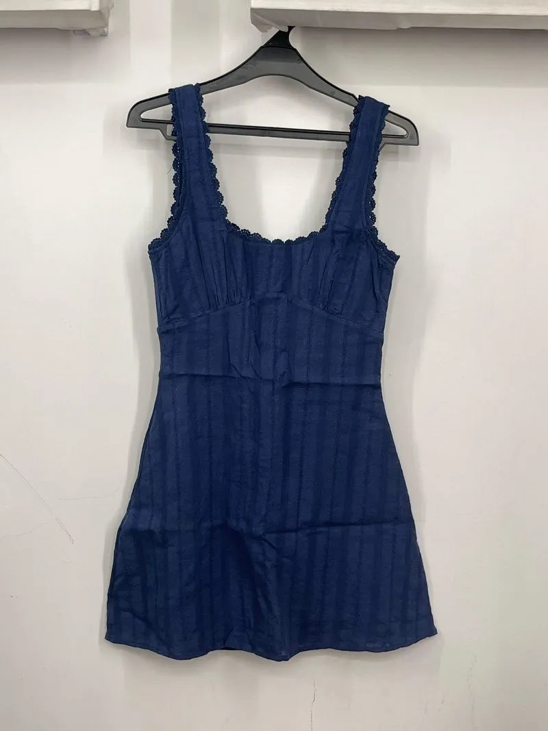 Princess Polly Lace Trim Navy Dress  photo 1