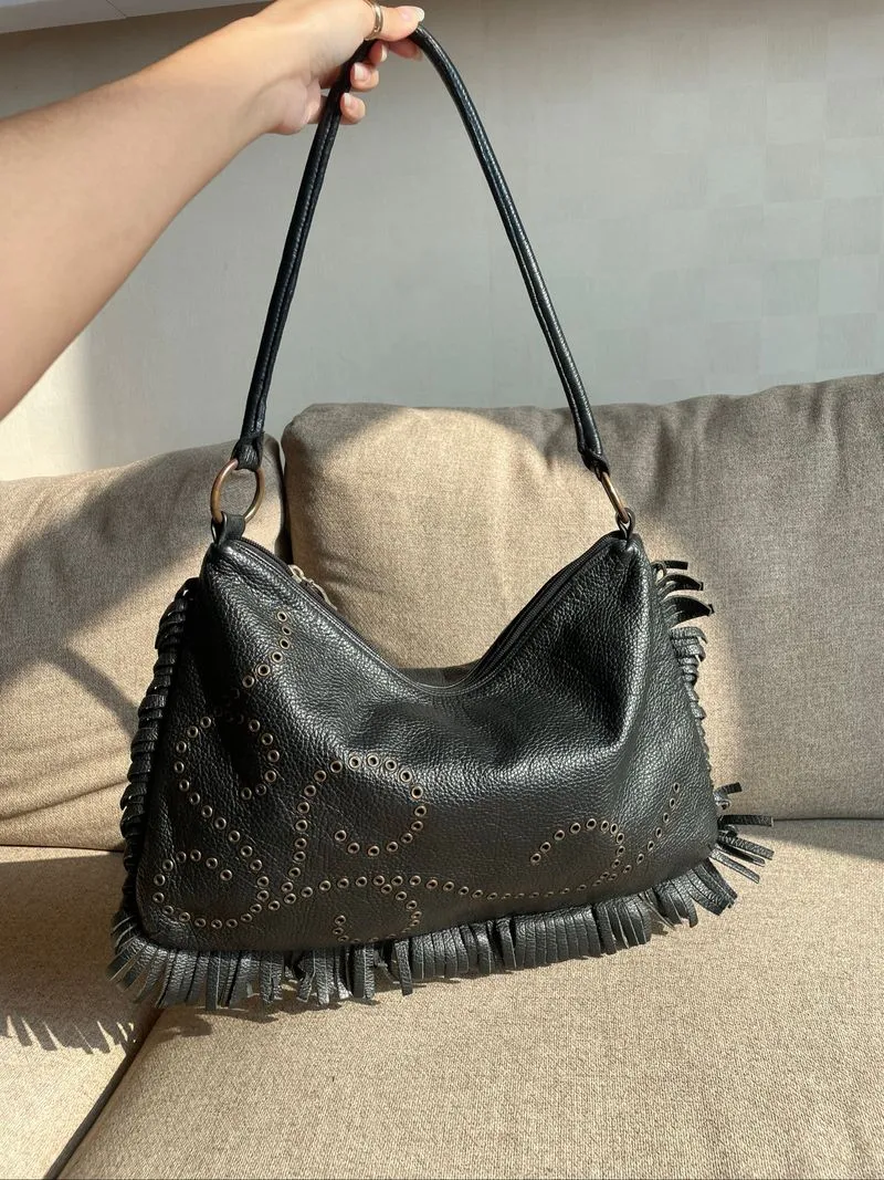 2000’s BERGE STUDDED FRINGE HOBO BAG photo 1