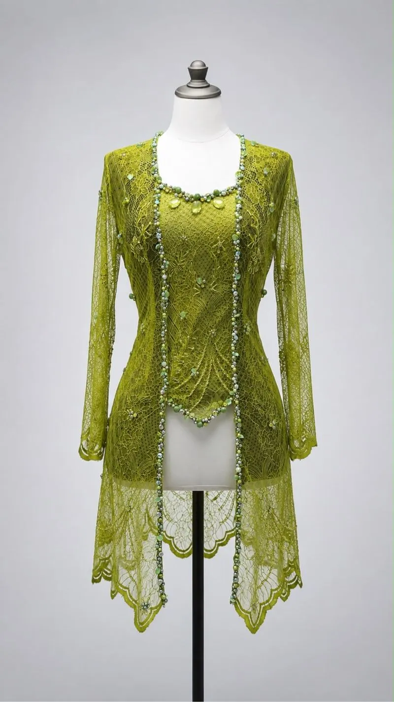 New Kebaya wisuda premium, kebaya hijau lemon santili photo 1