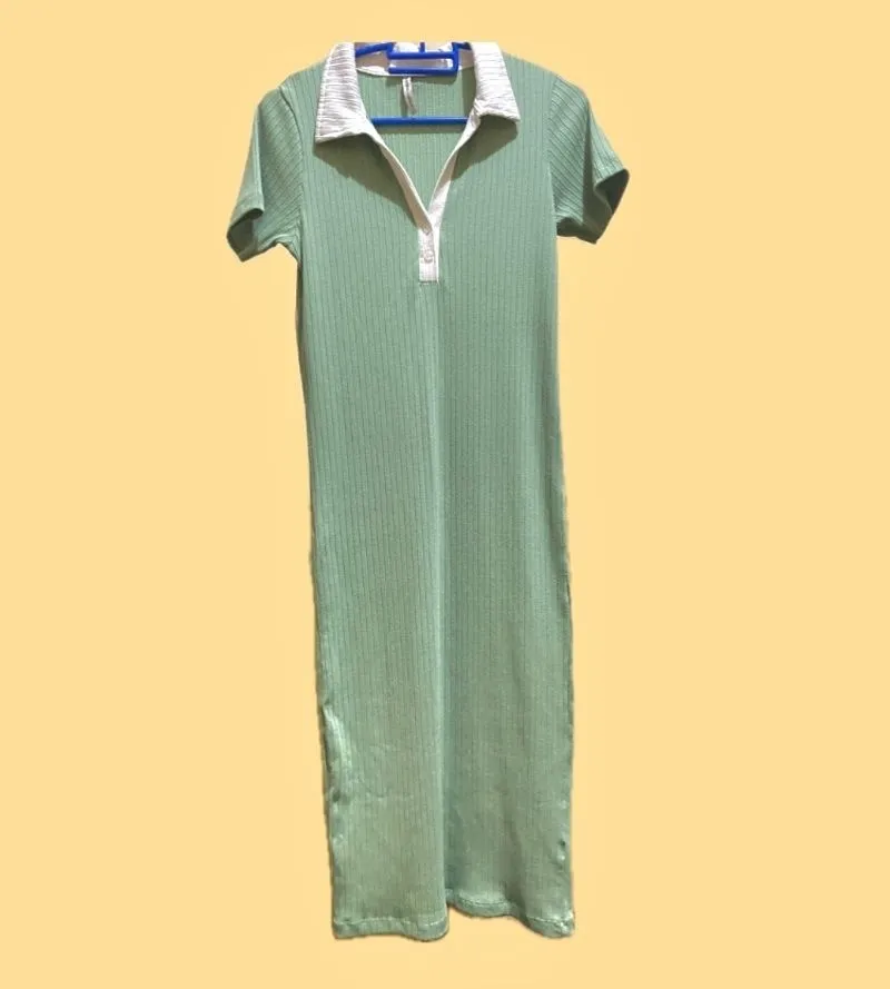 COLORBOX Minimalist Midi dress Wanita green photo 1