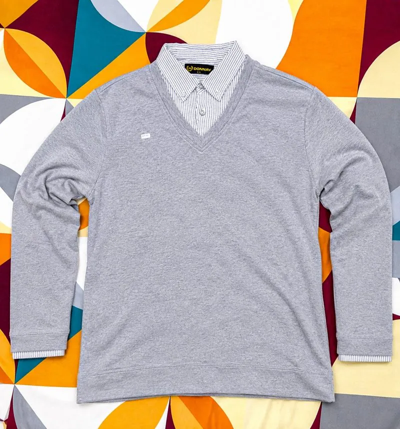 Donnay Double Layer Shirt V neck Classic Grey photo 1