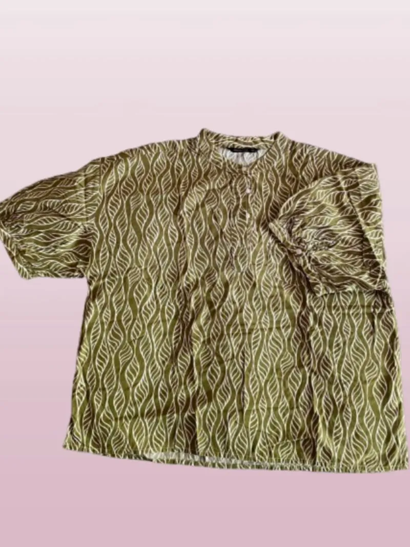 Executive Printed Short Sleeve Blouse Green photo 1