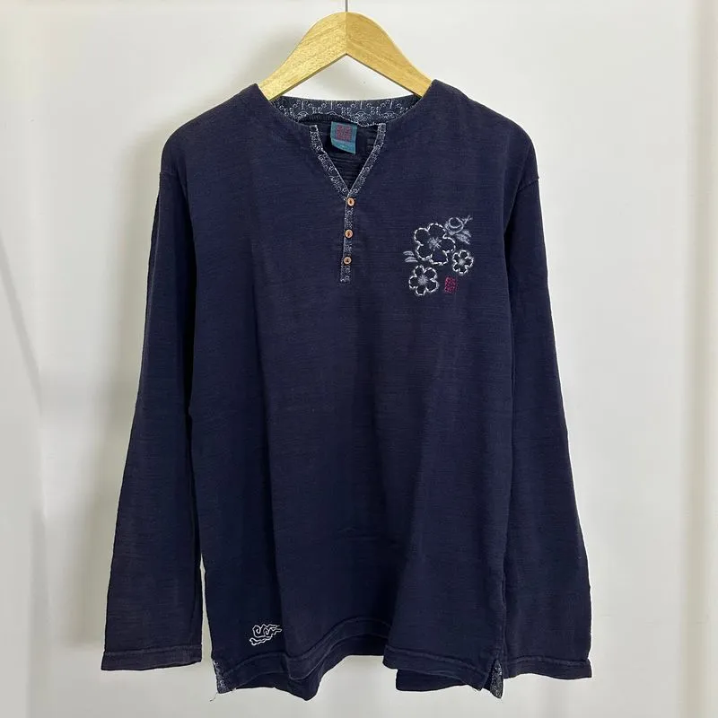JAPANESE TRADITIONAL FLOWER LONG SLEEVE SUKAJAN STYLE photo 1