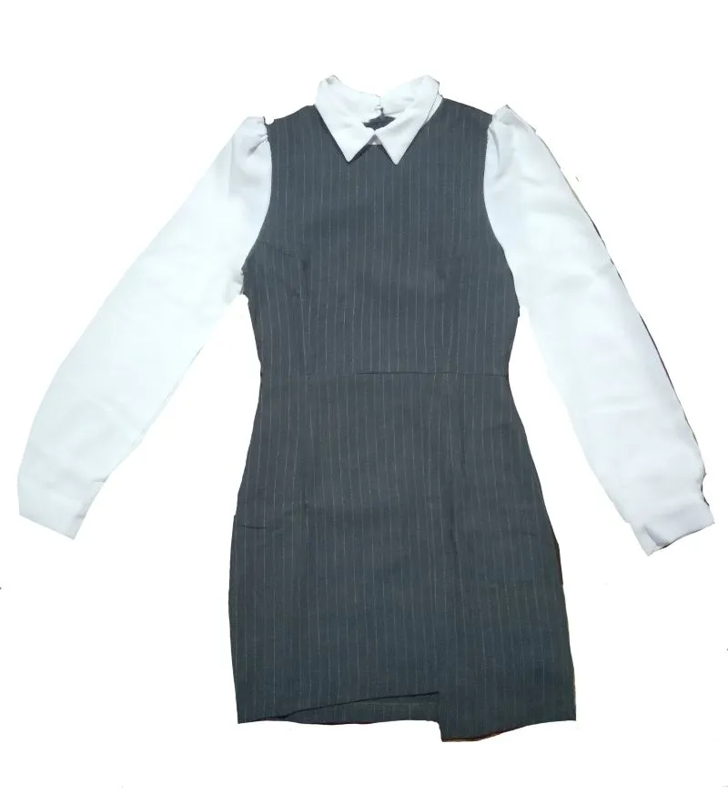 Luxury Casual Casual dress Wanita white gray photo 1