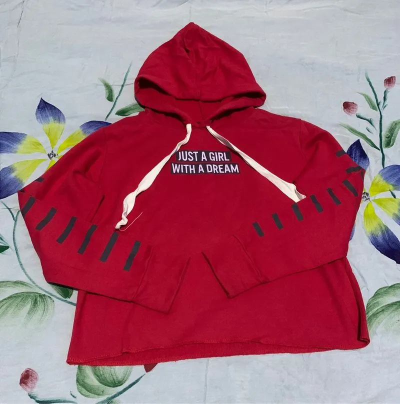 Hoodie Crop Merah photo 1