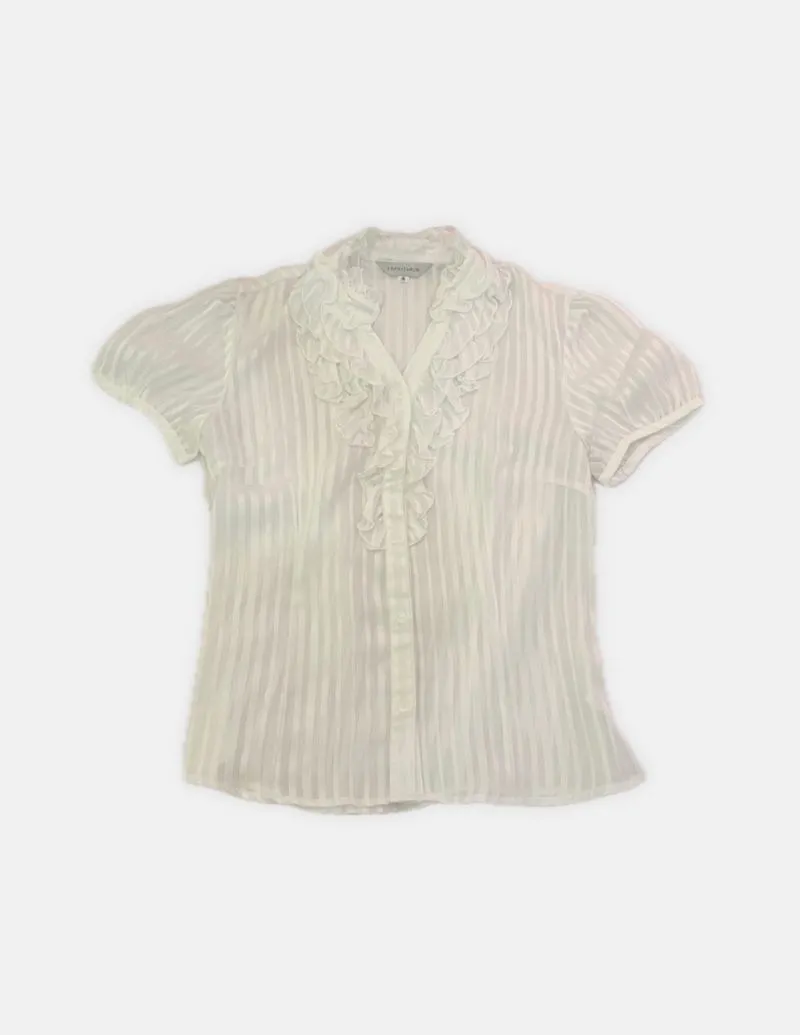 Sheer Preppy Ruffle Collar Blouse photo 1