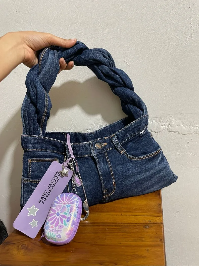 REWORKED BAG FROM JEANS (tote bag y2k tas denim) photo 1