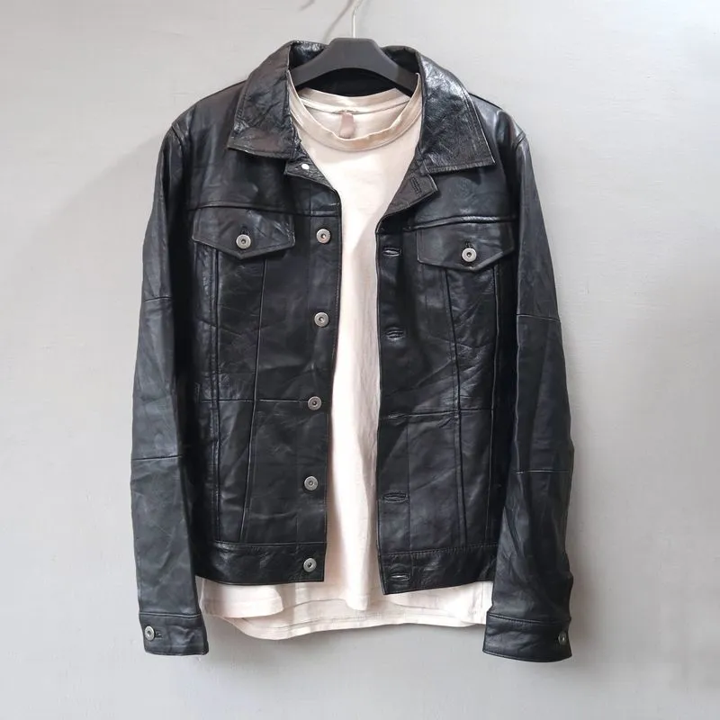 Jaket kulit domba asli trucker traker roshell jepang photo 1