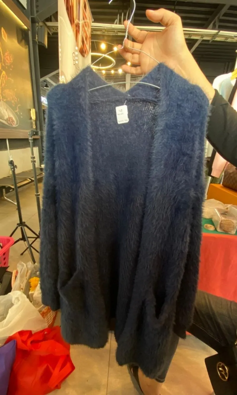 Vintage Casual Fur coat Wanita blue photo 1
