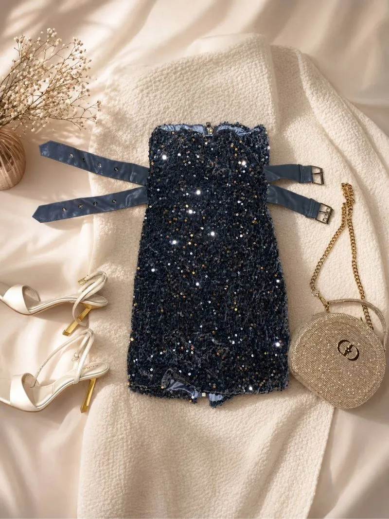 Sequin Silver Mini Dress photo 1