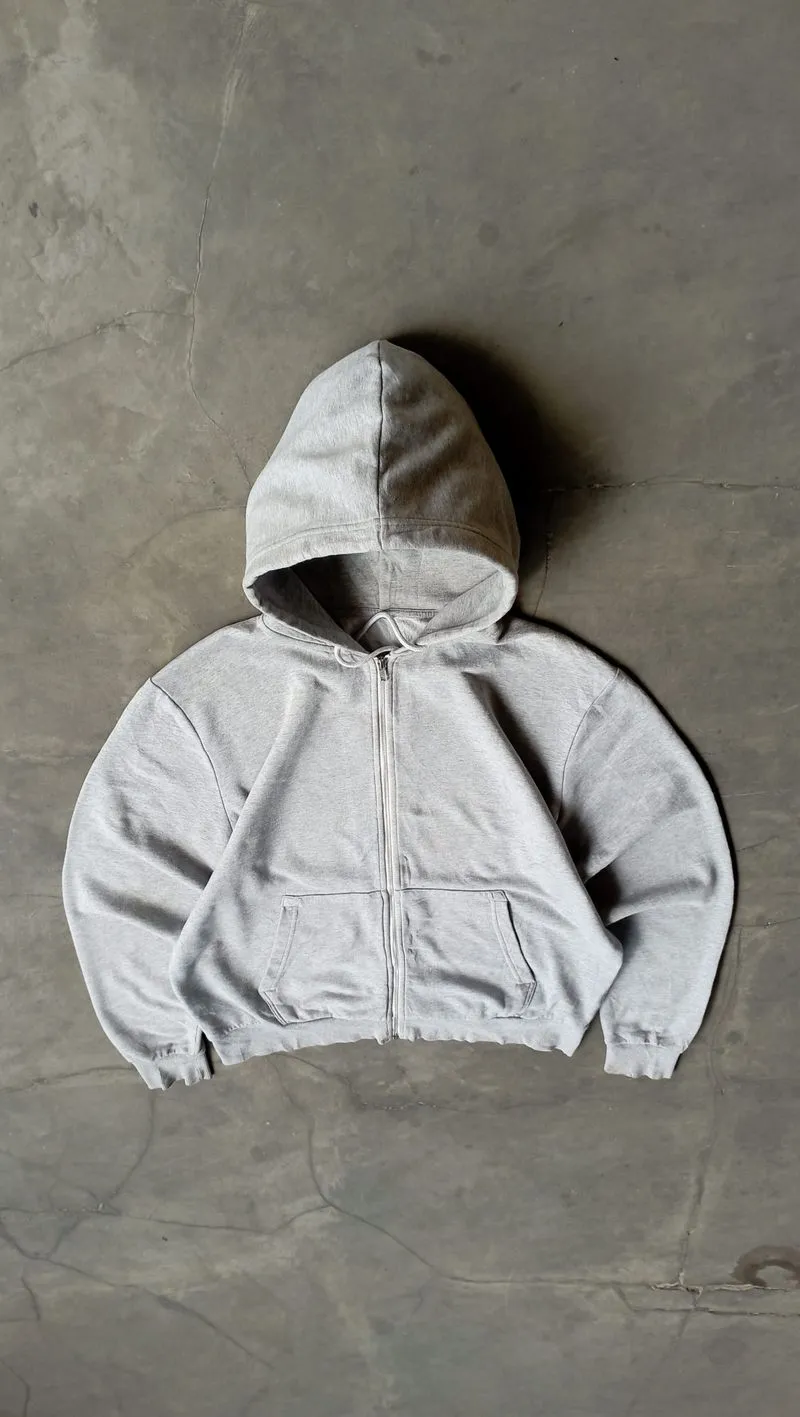 2000's Heavyweight Gray Zipper Boxy Hoodie photo 1