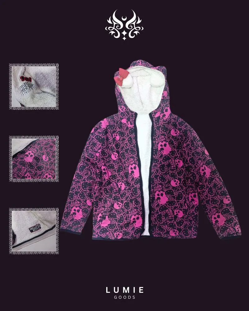 🇯🇵Hello Kitty Skull full print revesible Sherpa Jacket photo 1
