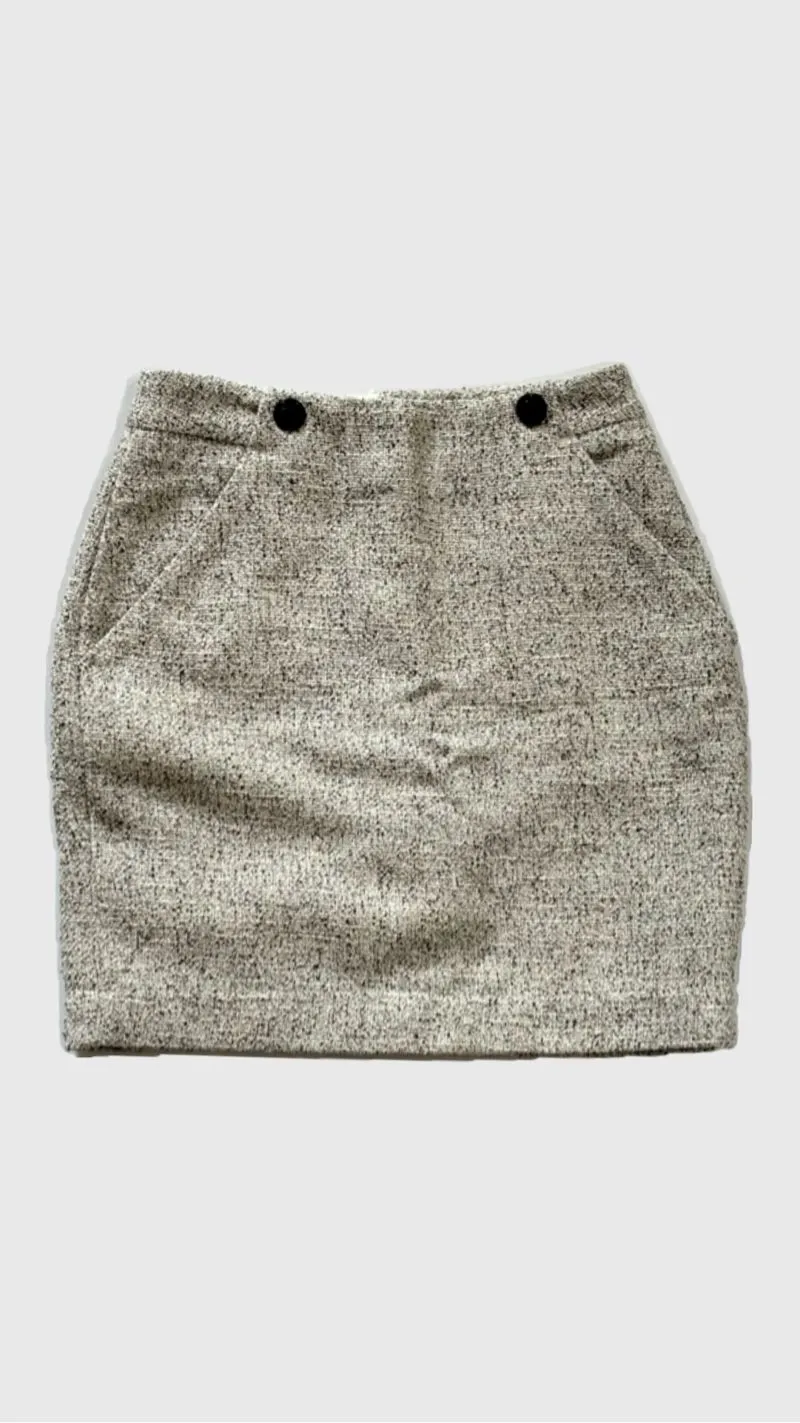 H&M Luxury Minimalist Mini skirt Wanita white black photo 1