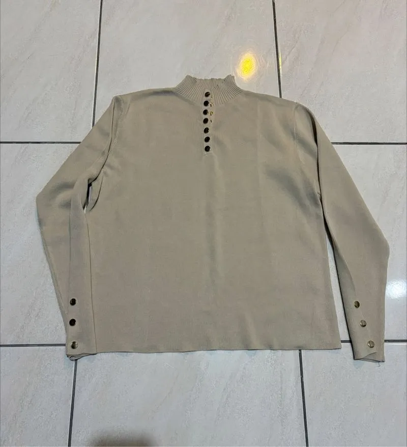 Knit Turtleneck Sweater Beige photo 1