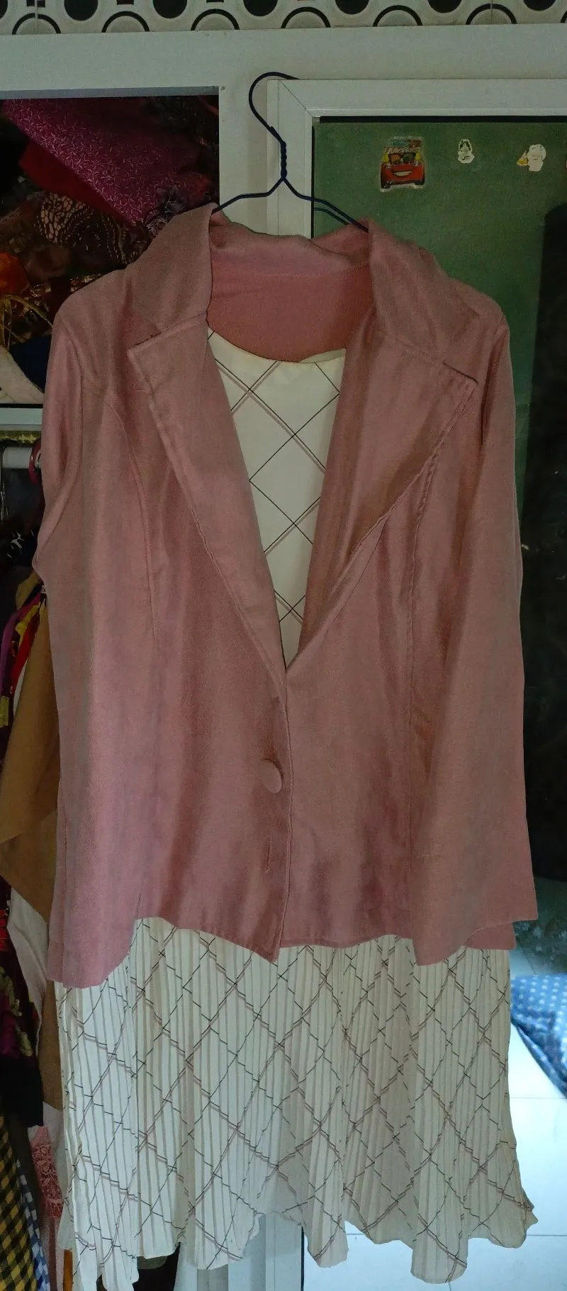 Casual Midi dress Wanita white pink photo 1