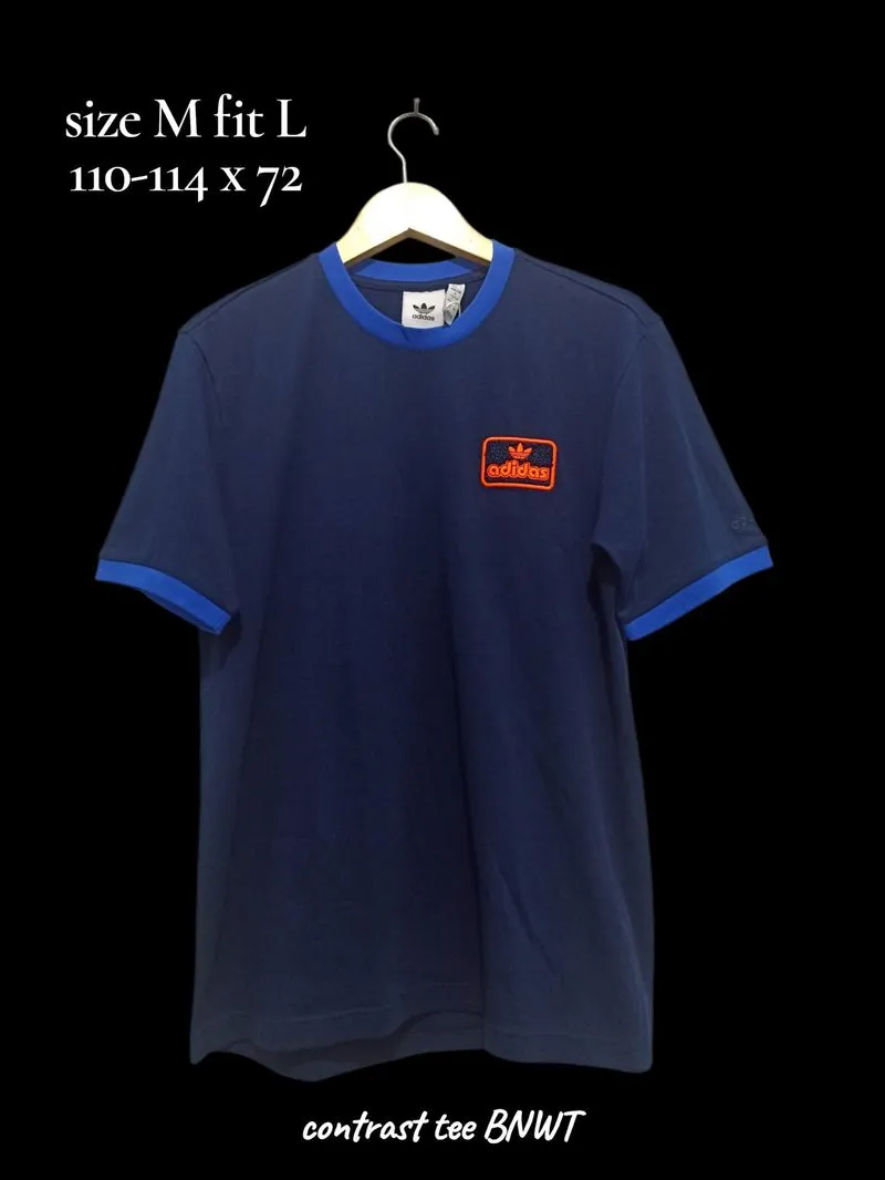 kaos t-shirt adidas contrast tee indigo sz M fit L BNWT photo 1