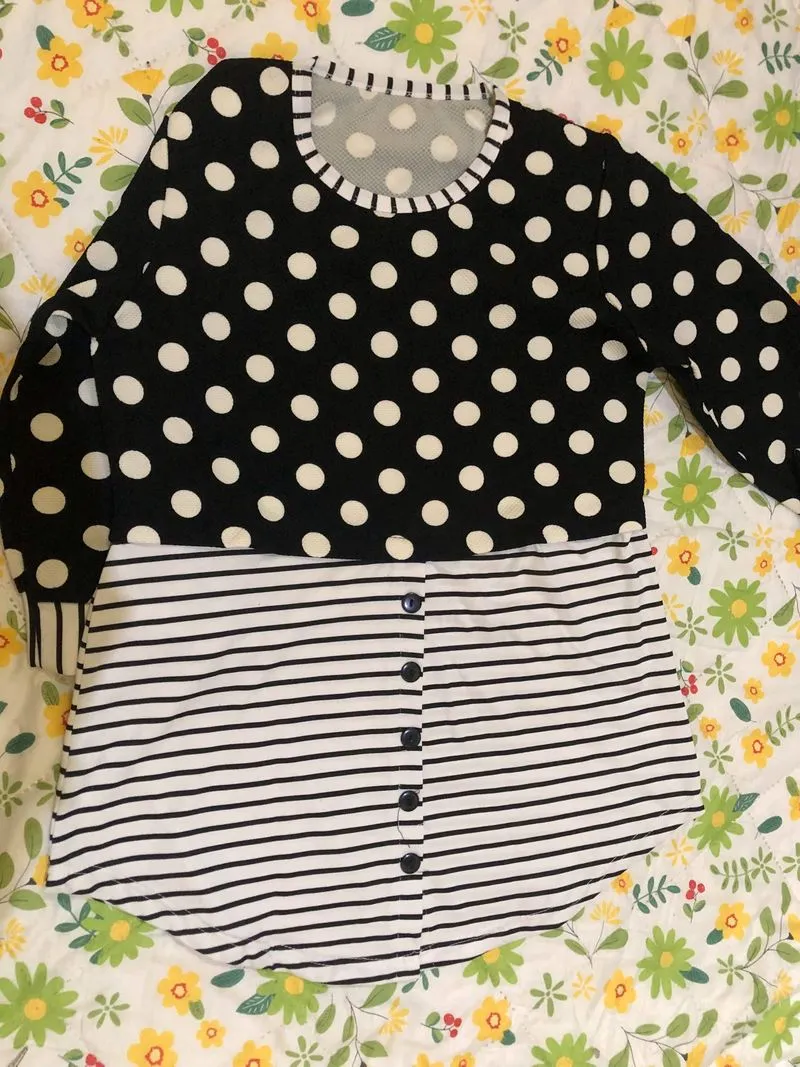 Two Tone Stripe Blouse 3/4 photo 1