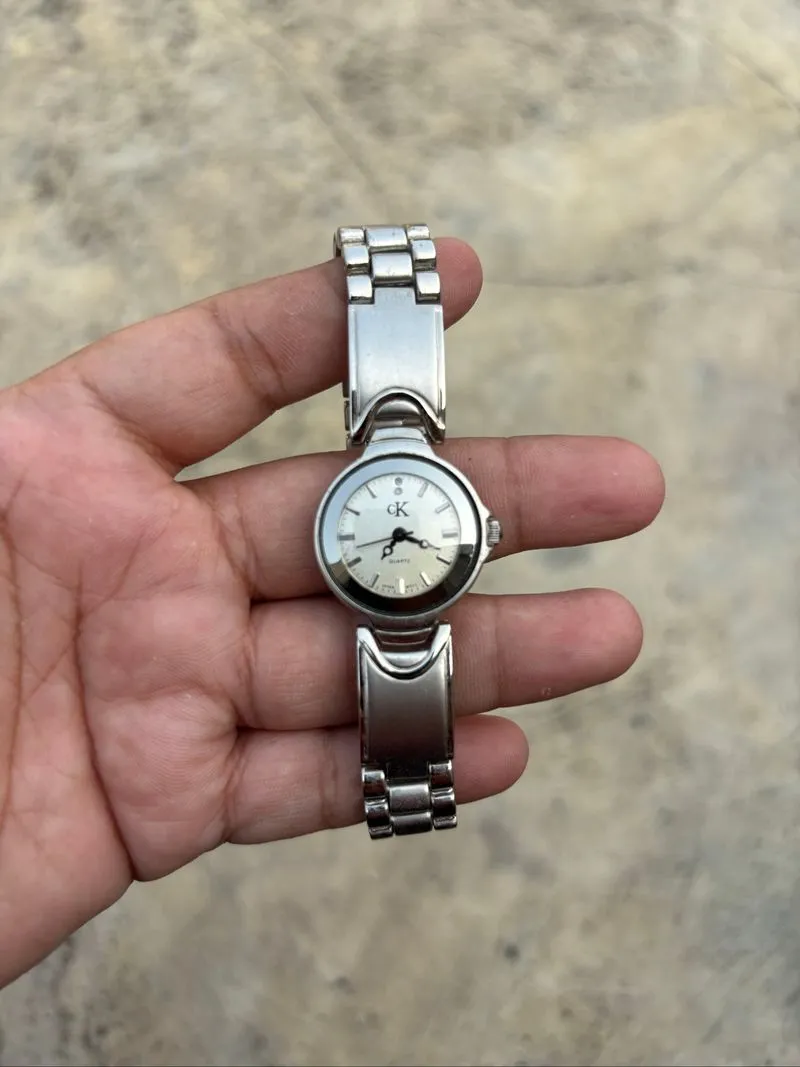 JAM TANGAN CK ANALOG SILVER WHITE DIAL VINTAGE photo 1