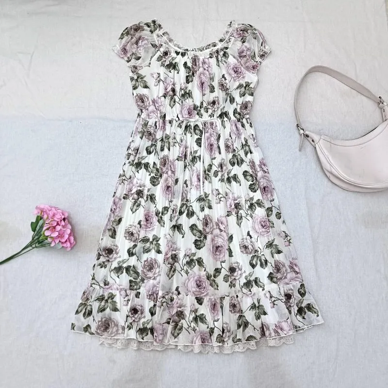 L'EST ROSE Floral Rose Lace Dress Japanese Romantic Feminine photo 1