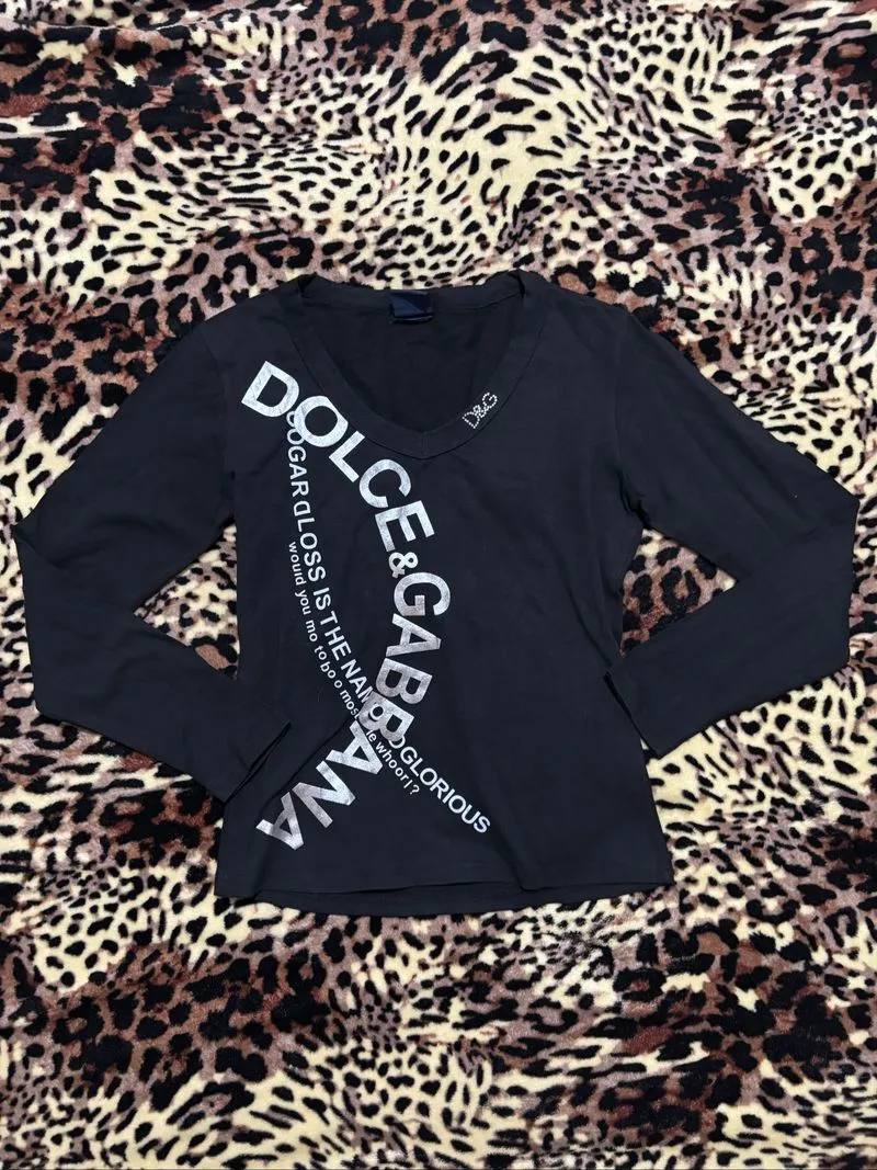Dolce & Gabbana Graphic rimestone vneck y2k vintage top photo 1