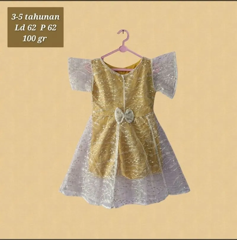 Dress lace mutiara anak perempuan 3-5 tahunan  photo 1