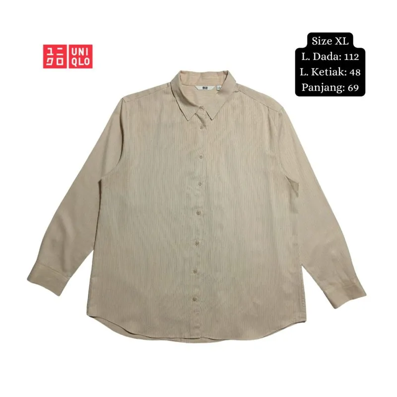 Uniqlo Rayon Stripe Beige Shirt photo 1