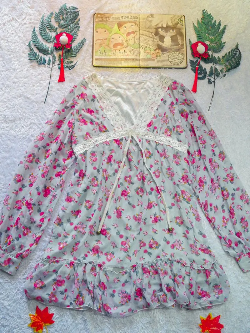 Dress Bunga Renda Lucu Kawai Shabby Coquette  photo 1