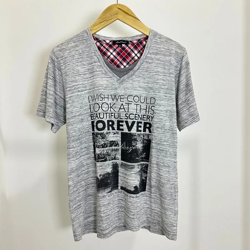 2000s JAPANESE CRAZY POEM DOUBLE LAYER MIND GAMES T-SHIRT photo 1