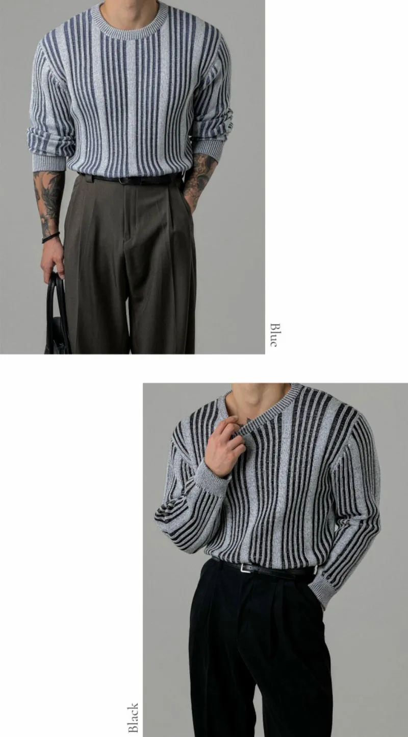 3D STRIPPED DENIM KNIT TWO TONE COLOR photo 1